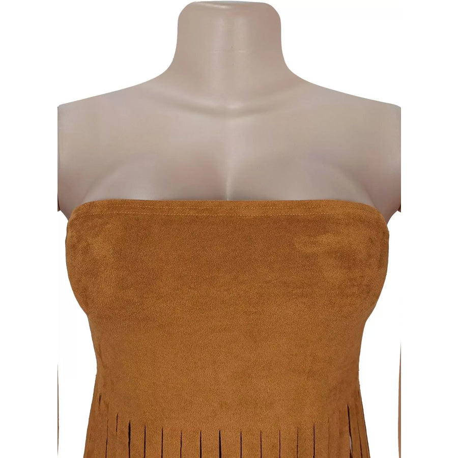 Fringe Trim Tube Top Apparel and Accessories