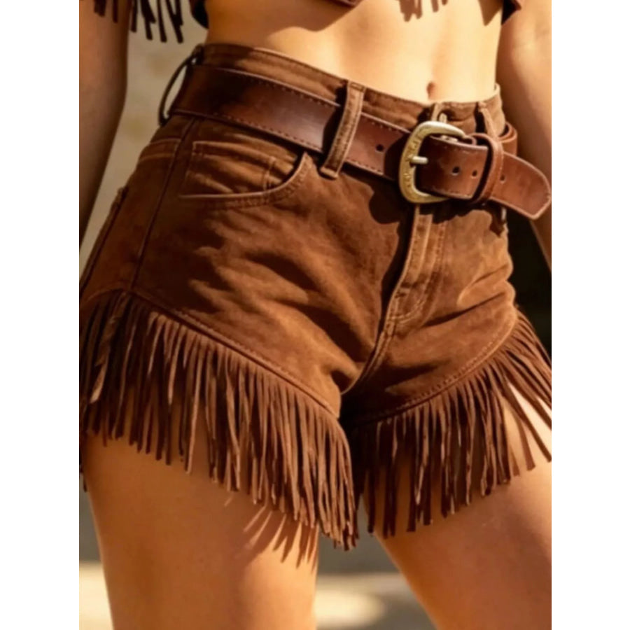 Fringed Crop Top and Shorts Set Apparel Accessories