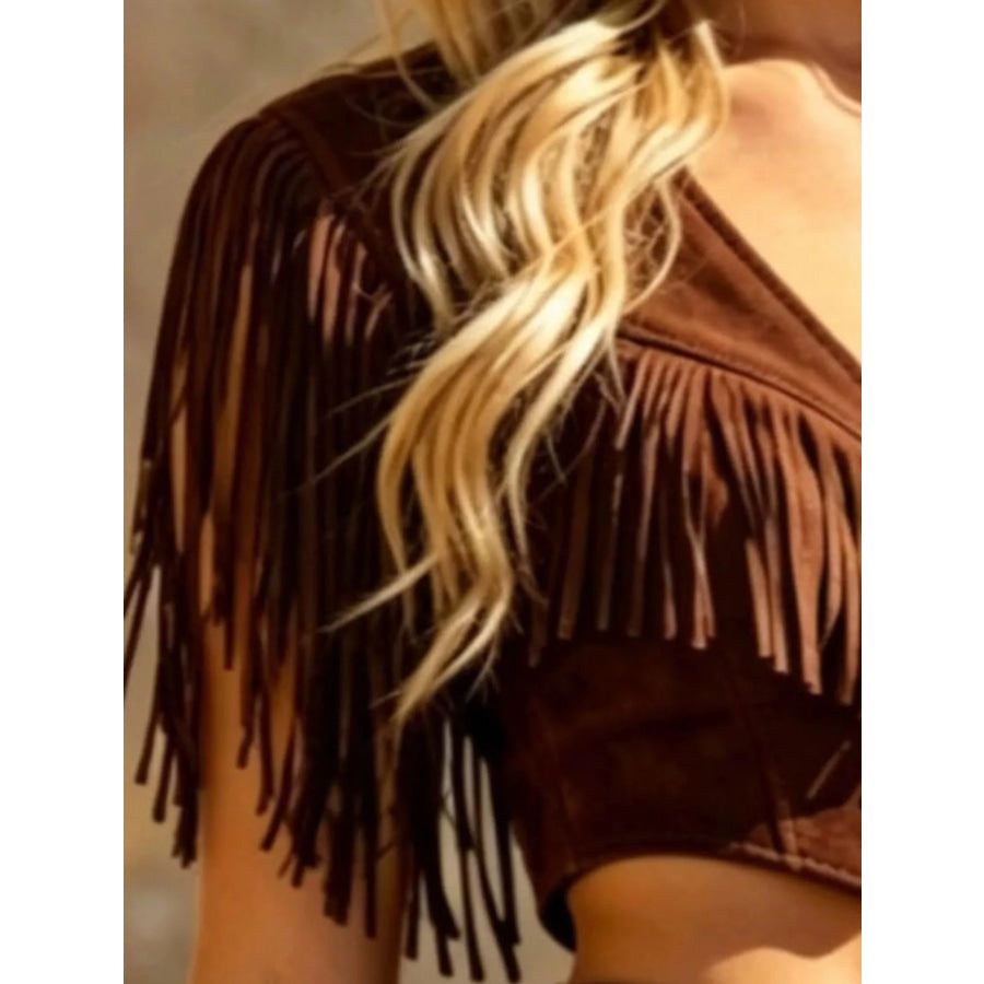 Fringed Crop Top and Shorts Set Apparel Accessories