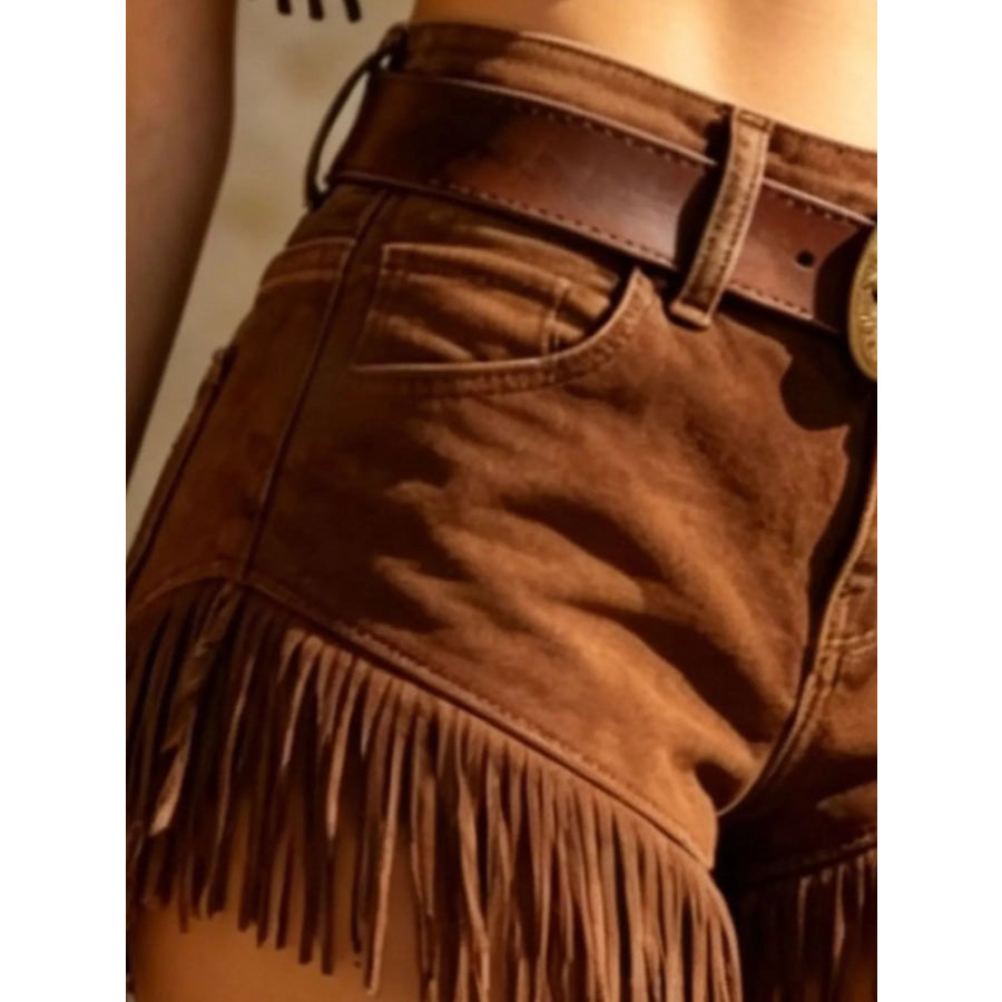 Fringed Crop Top and Shorts Set Apparel Accessories