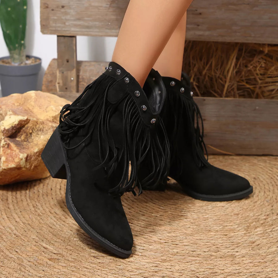 Fringed Point Toe Boots Apparel and Accessories
