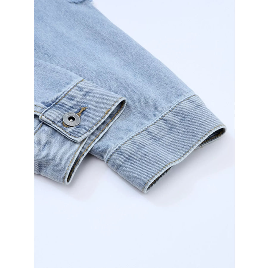 Fringed Sequin Embellished Denim Jacket Apparel and Accessories