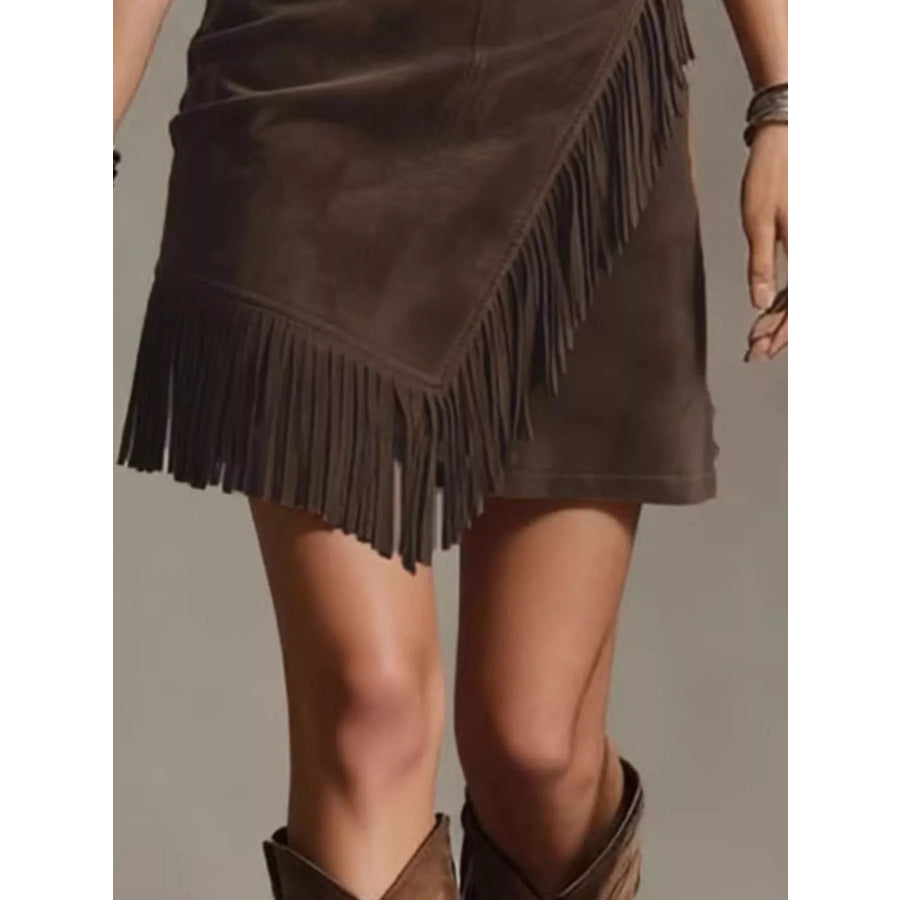 Fringed Wrap Mini Skirt Apparel and Accessories