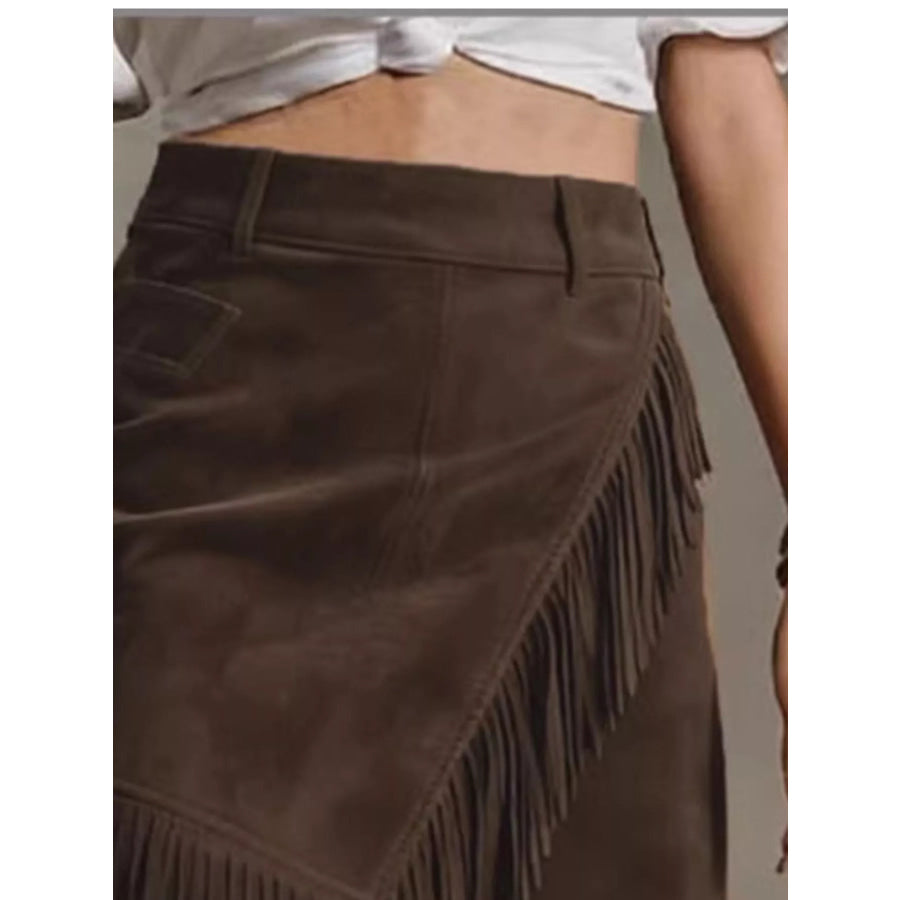Fringed Wrap Mini Skirt Apparel and Accessories