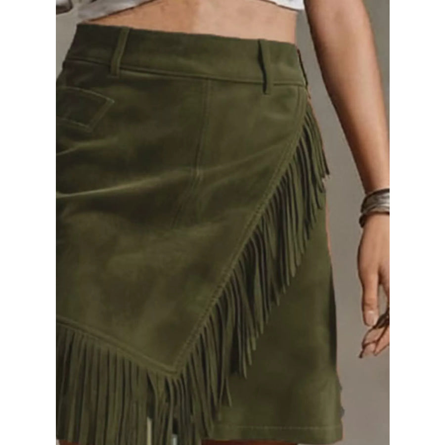 Fringed Wrap Mini Skirt Apparel and Accessories