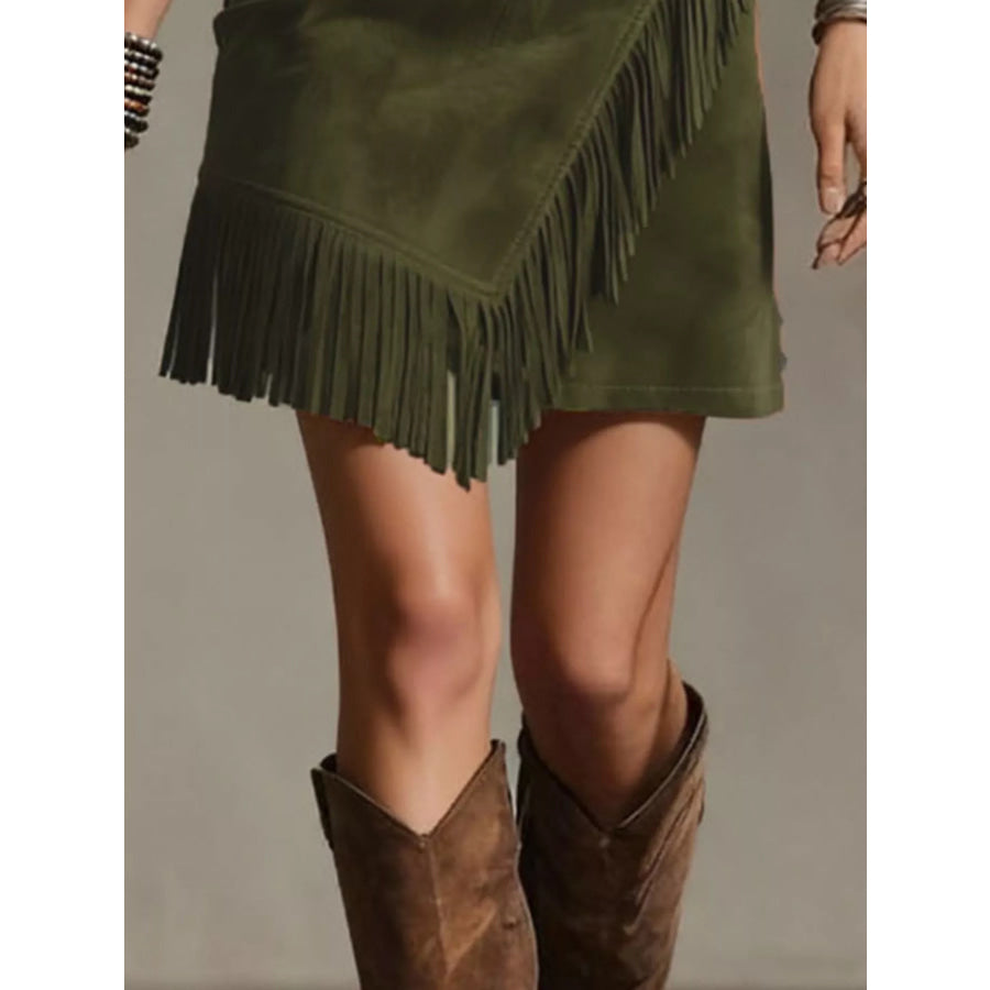 Fringed Wrap Mini Skirt Apparel and Accessories