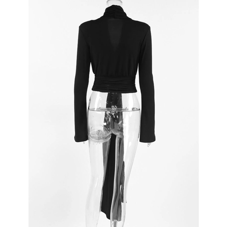Front Tie Detail Flare Sleeve Blouse Apparel and Accessories