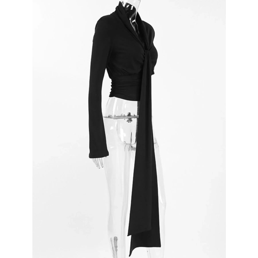 Front Tie Detail Flare Sleeve Blouse Apparel and Accessories