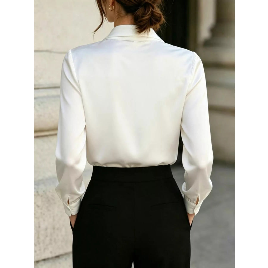 Front Tie Detail Satin Blouse Apparel and Accessories