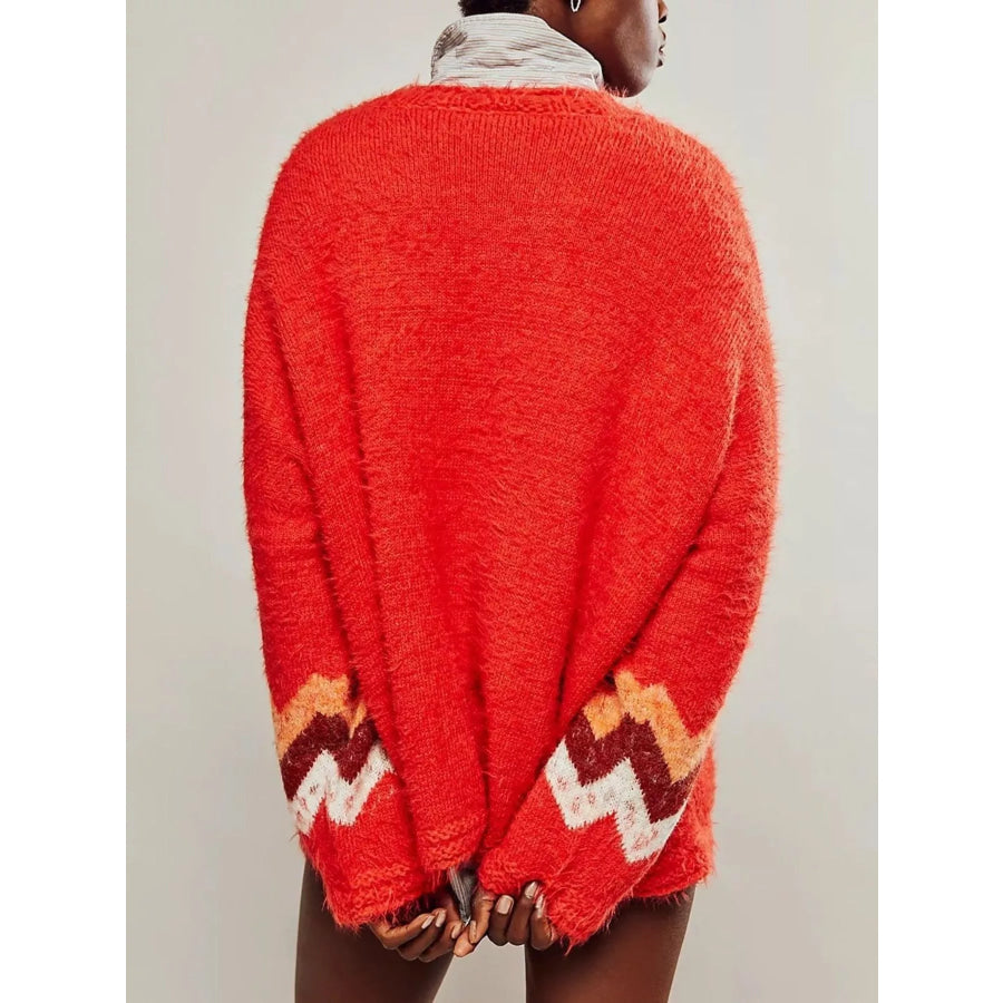 Fruit Round Neck Long Sleeve Sweater Apparel and Accessories