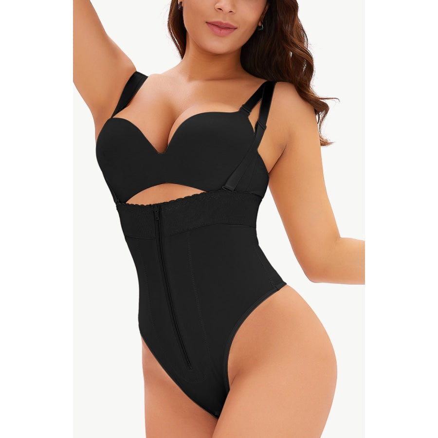 Full Size Adjustable Strap Zip-Up Shaping Bodysuit