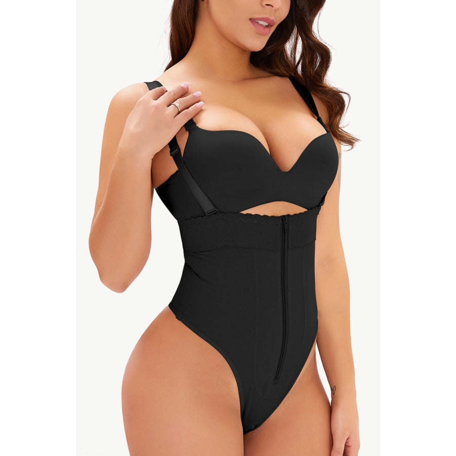 Full Size Adjustable Strap Zip-Up Shaping Bodysuit