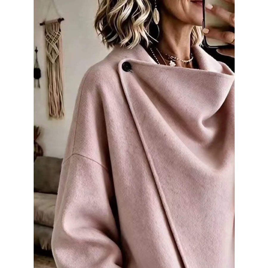 Full Size Asymmetric Cowl Neck Cape Plus Apparel and Accessories