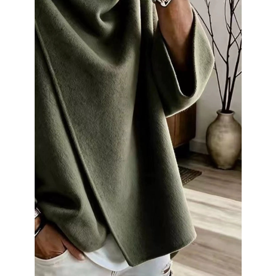 Full Size Asymmetric Cowl Neck Cape Plus Apparel and Accessories
