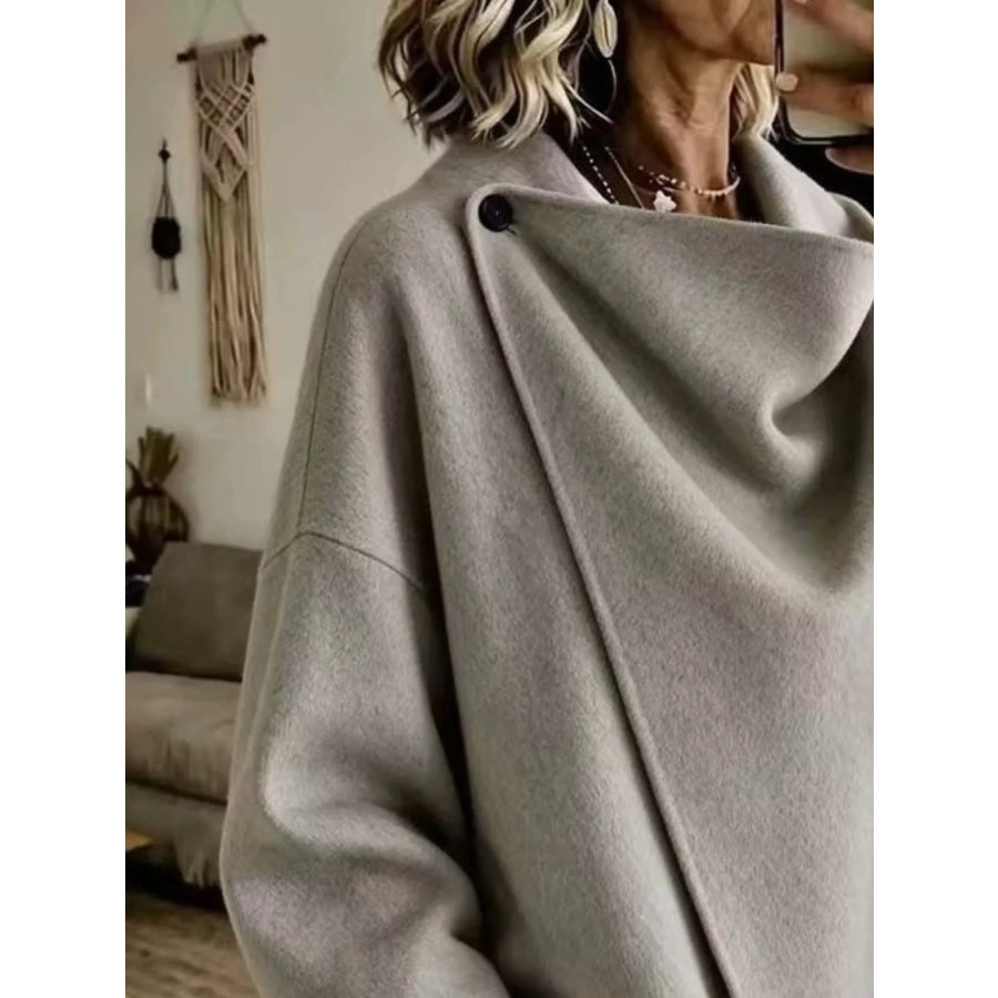 Full Size Asymmetric Cowl Neck Cape Plus Apparel and Accessories