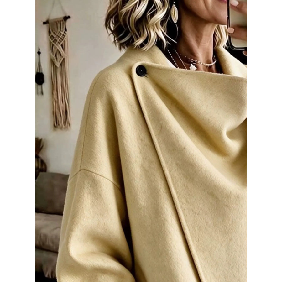 Full Size Asymmetric Cowl Neck Cape Plus Apparel and Accessories