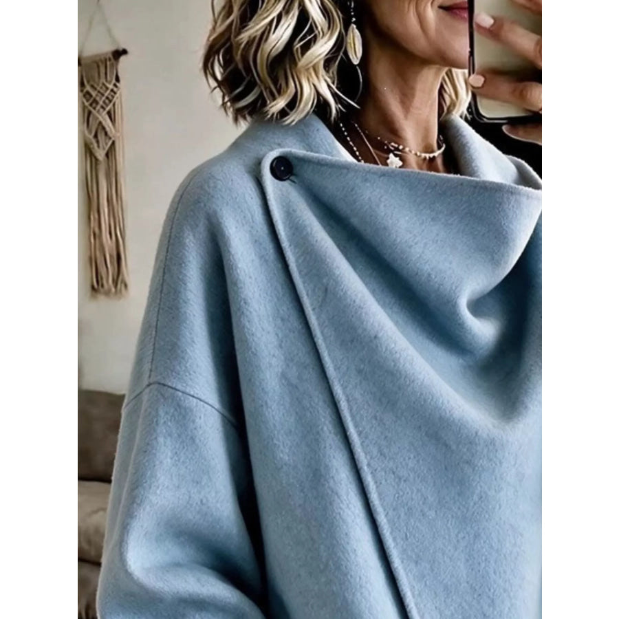 Full Size Asymmetric Cowl Neck Cape Plus Apparel and Accessories