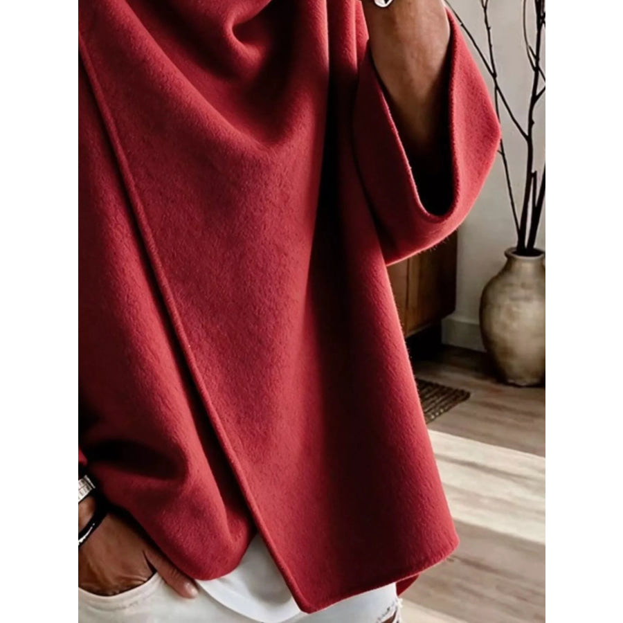 Full Size Asymmetric Cowl Neck Cape Plus Apparel and Accessories