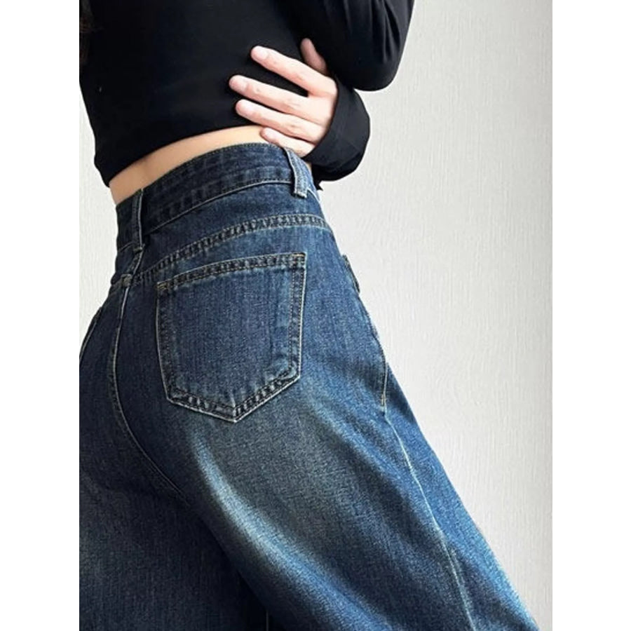 Full Size Asymmetric Waist Wide-Leg Jeans Plus Apparel and Accessories