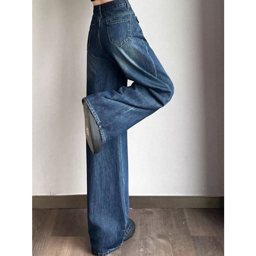 Full Size Asymmetric Waist Wide-Leg Jeans Plus Apparel and Accessories