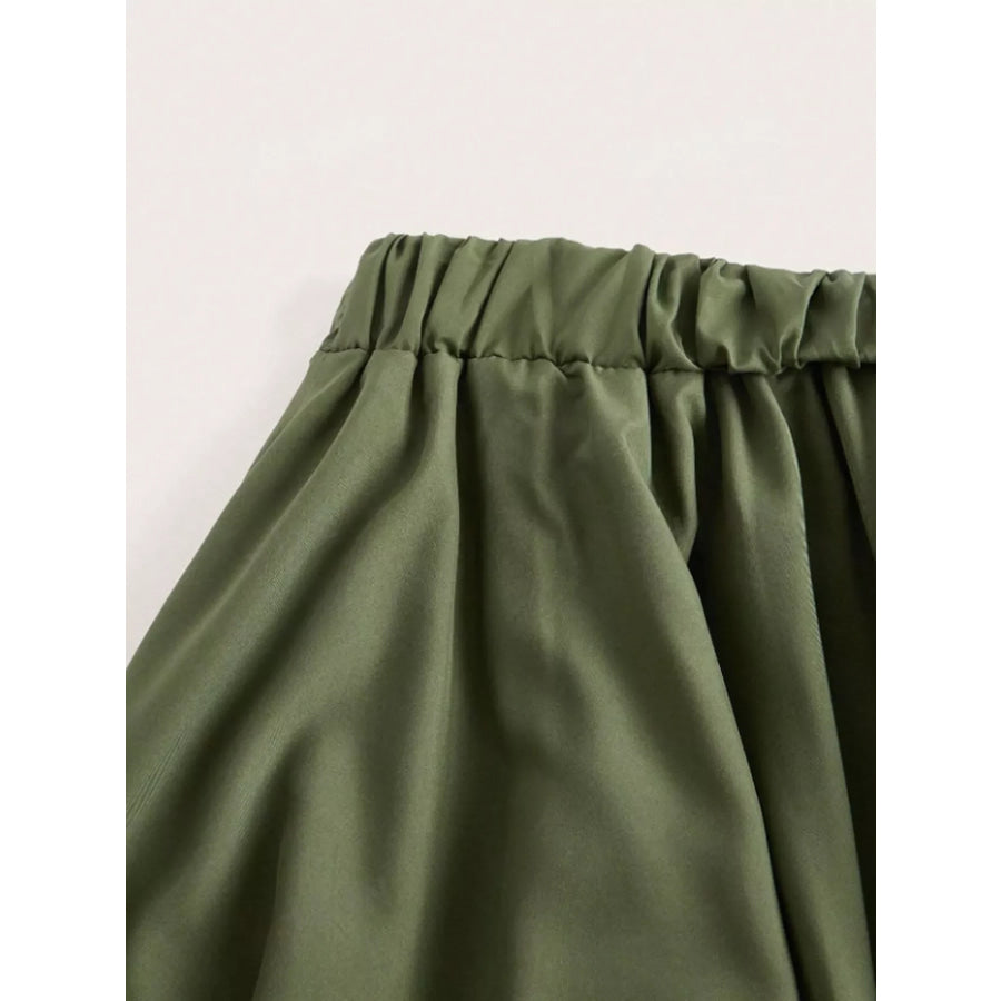 Full Size Asymmetrical Hem Lace Detail Skirt Plus Apparel and Accessories