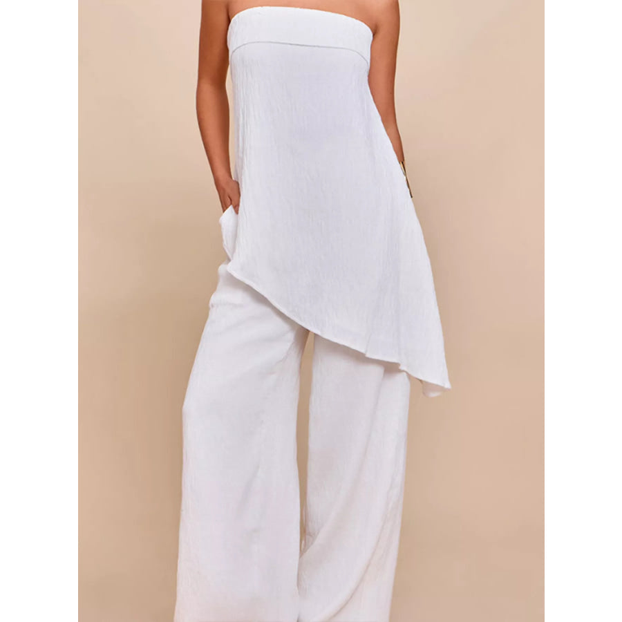 Full Size Asymmetrical Hem Tube Top and Pants Set Plus Size Apparel and Accessories
