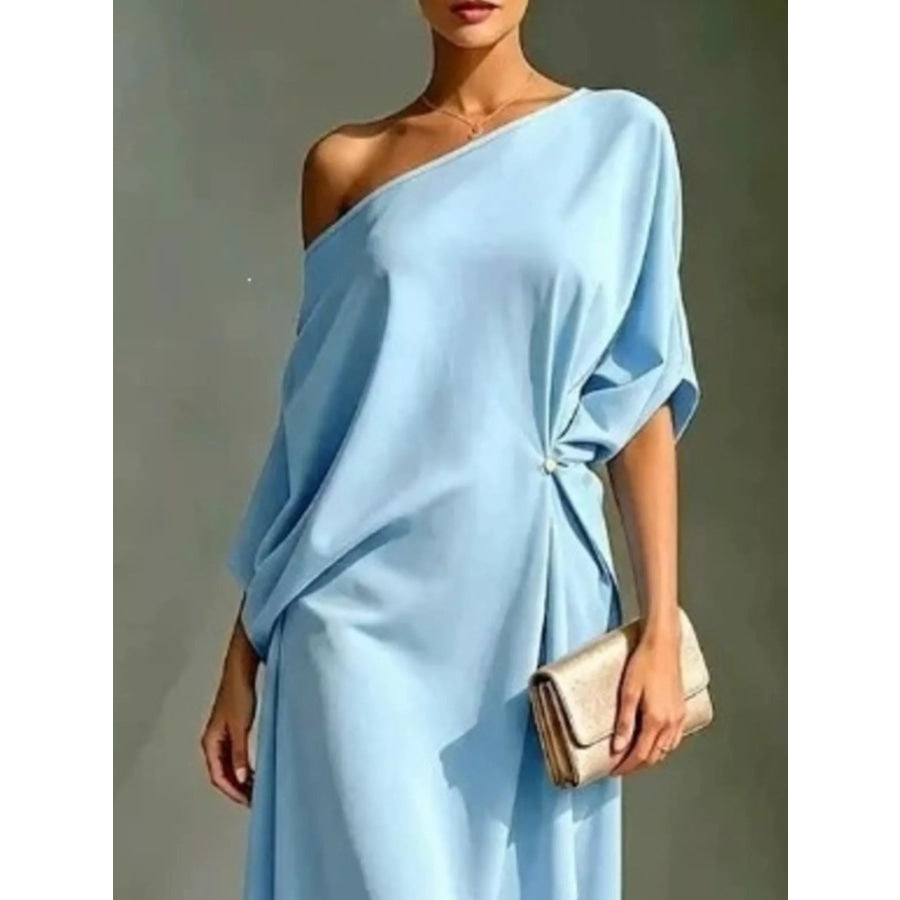 Full Size Asymmetrical One-Shoulder Drape Dress Plus Size Apparel and Accessories