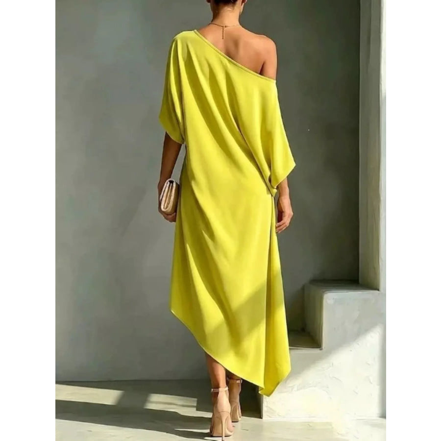 Full Size Asymmetrical One-Shoulder Drape Dress Plus Size Apparel and Accessories