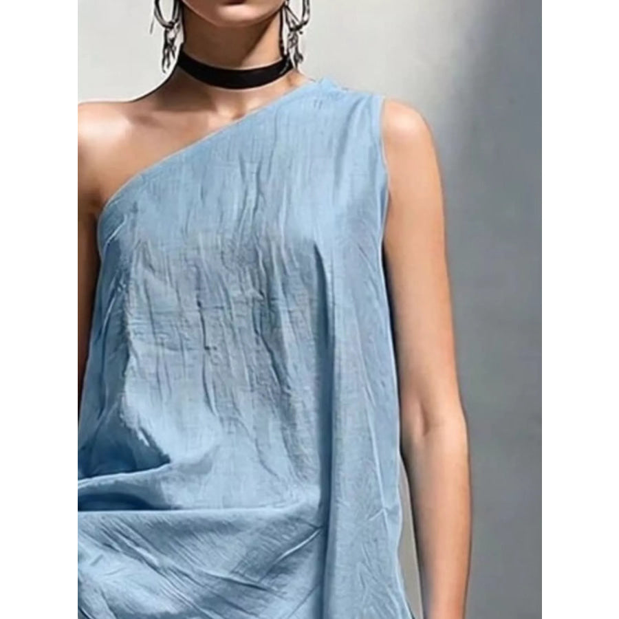 Full Size Asymmetrical One-Shoulder Sleeveless Top Plus Size Apparel and Accessories