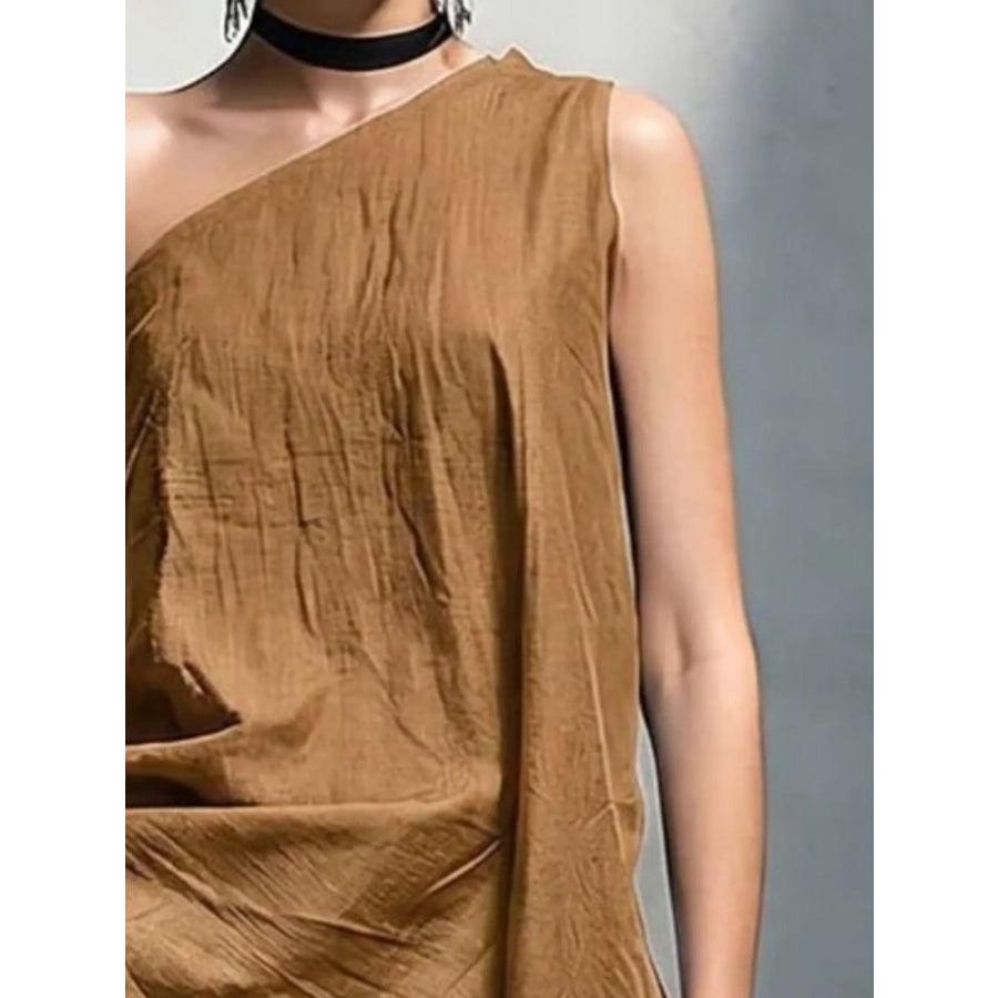Full Size Asymmetrical One-Shoulder Sleeveless Top Plus Size Apparel and Accessories