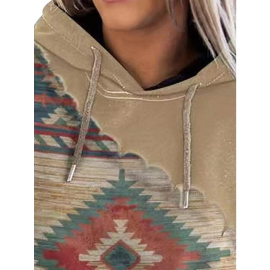 Full Size Aztec Print Hoodie with Kangaroo Pocket Plus Apparel and Accessories