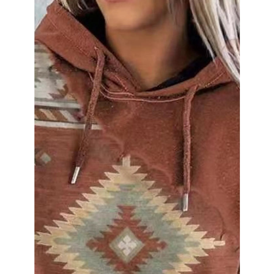 Full Size Aztec Print Hoodie with Kangaroo Pocket Plus Apparel and Accessories