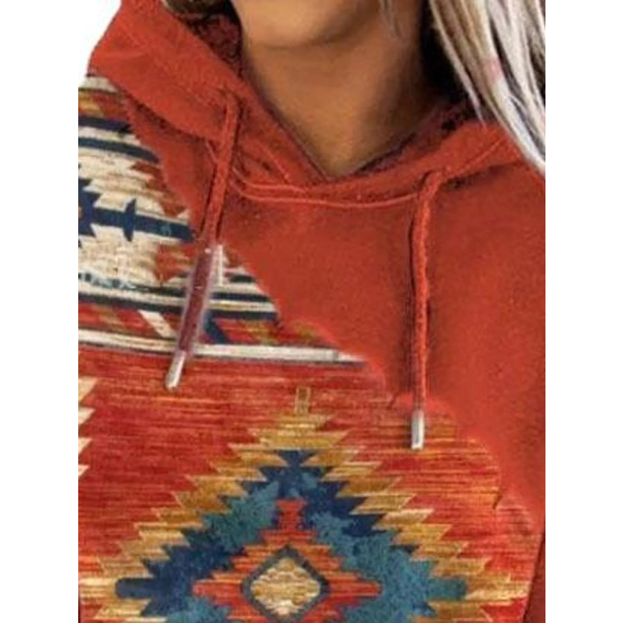 Full Size Aztec Print Hoodie with Kangaroo Pocket Plus Apparel and Accessories