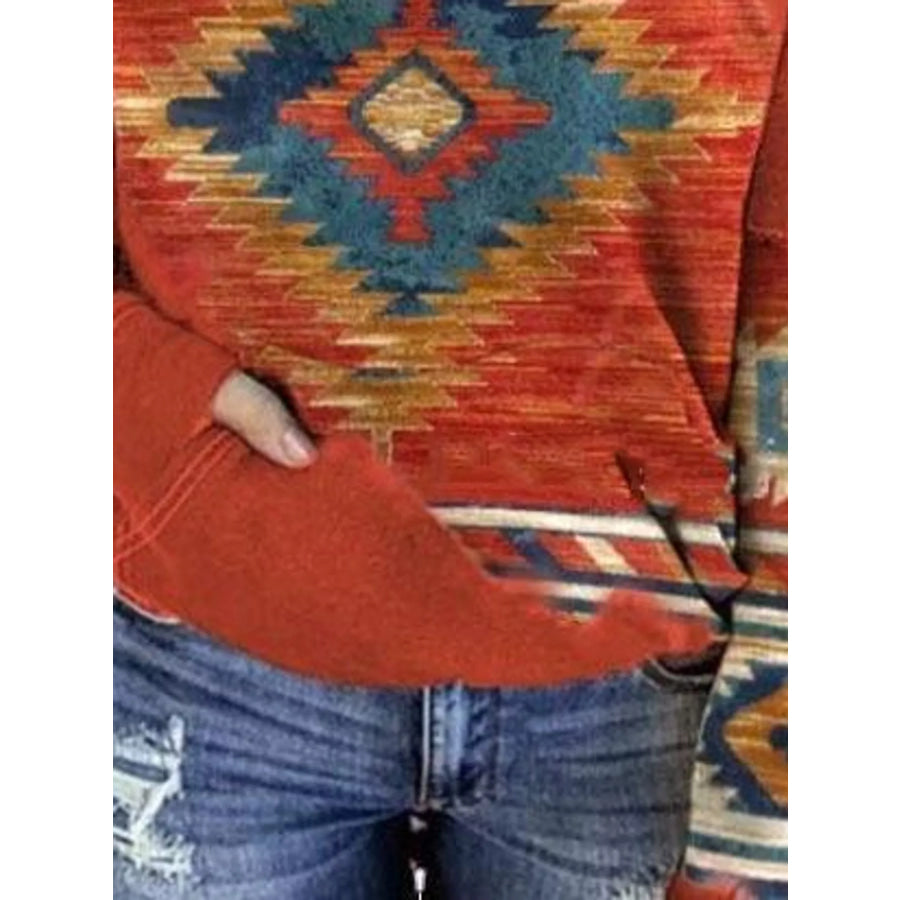 Full Size Aztec Print Hoodie with Kangaroo Pocket Plus Apparel and Accessories
