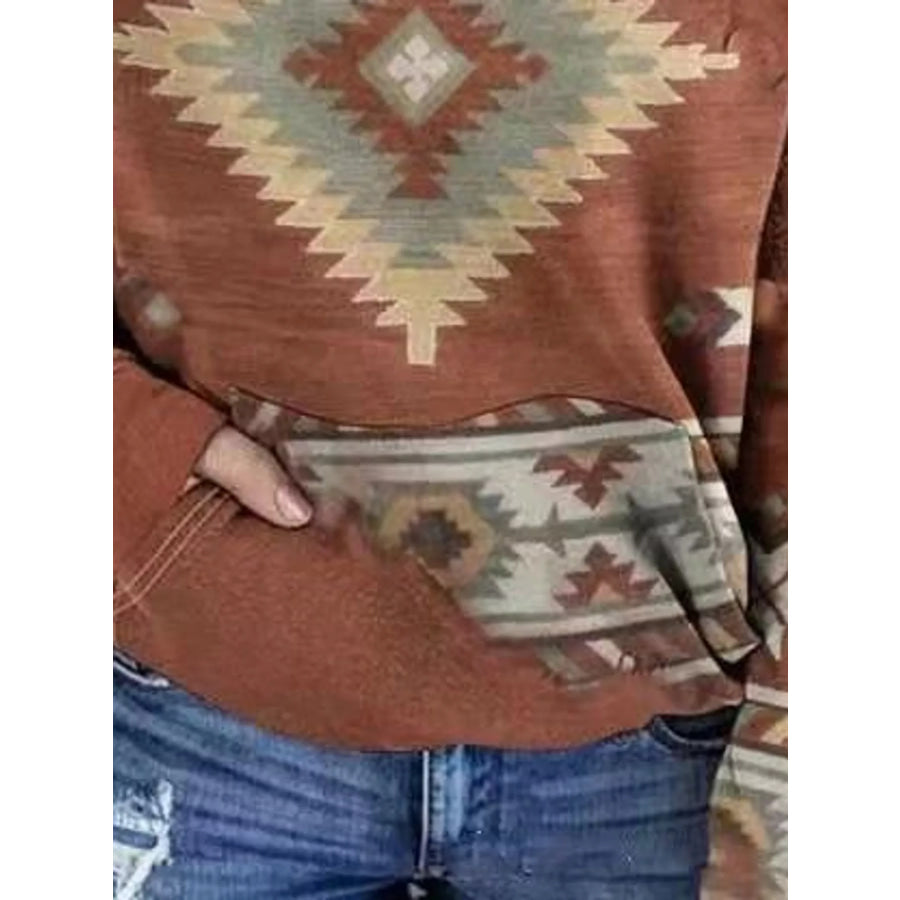 Full Size Aztec Print Hoodie with Kangaroo Pocket Plus Apparel and Accessories