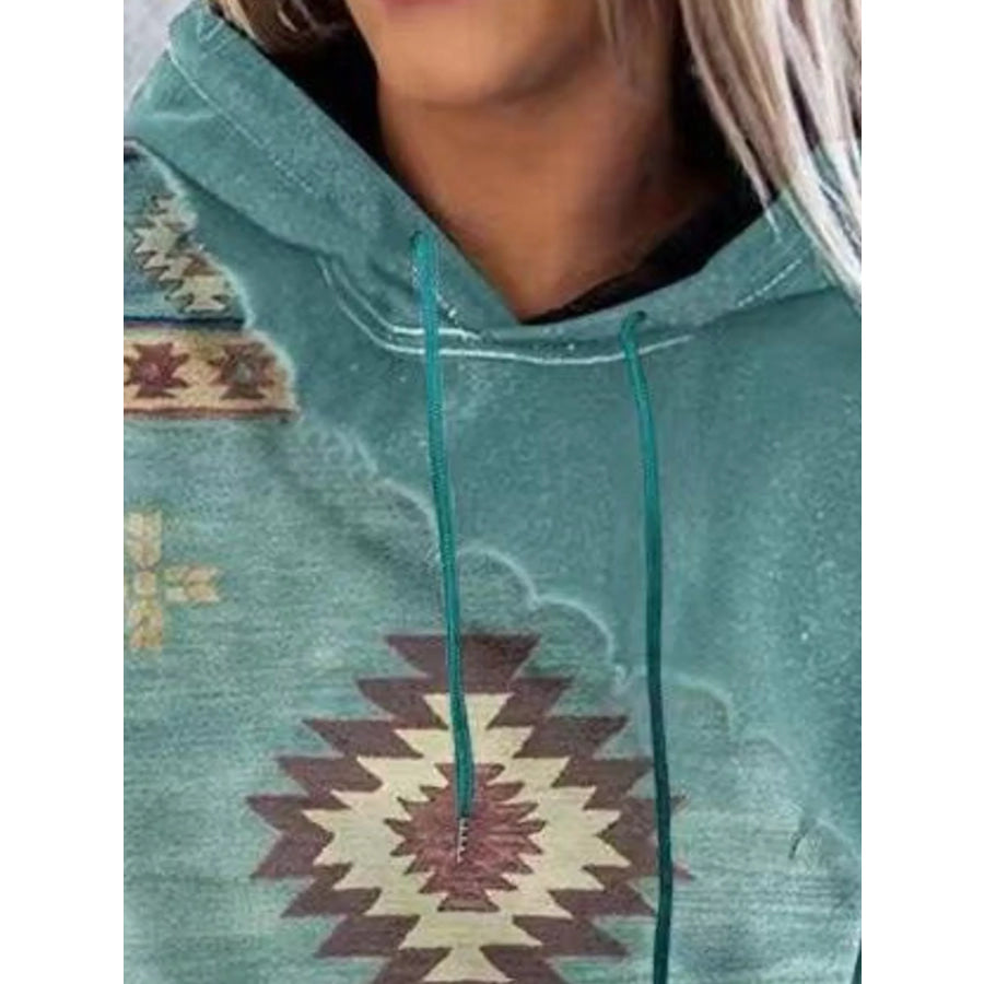 Full Size Aztec Print Hoodie with Kangaroo Pocket Plus Apparel and Accessories