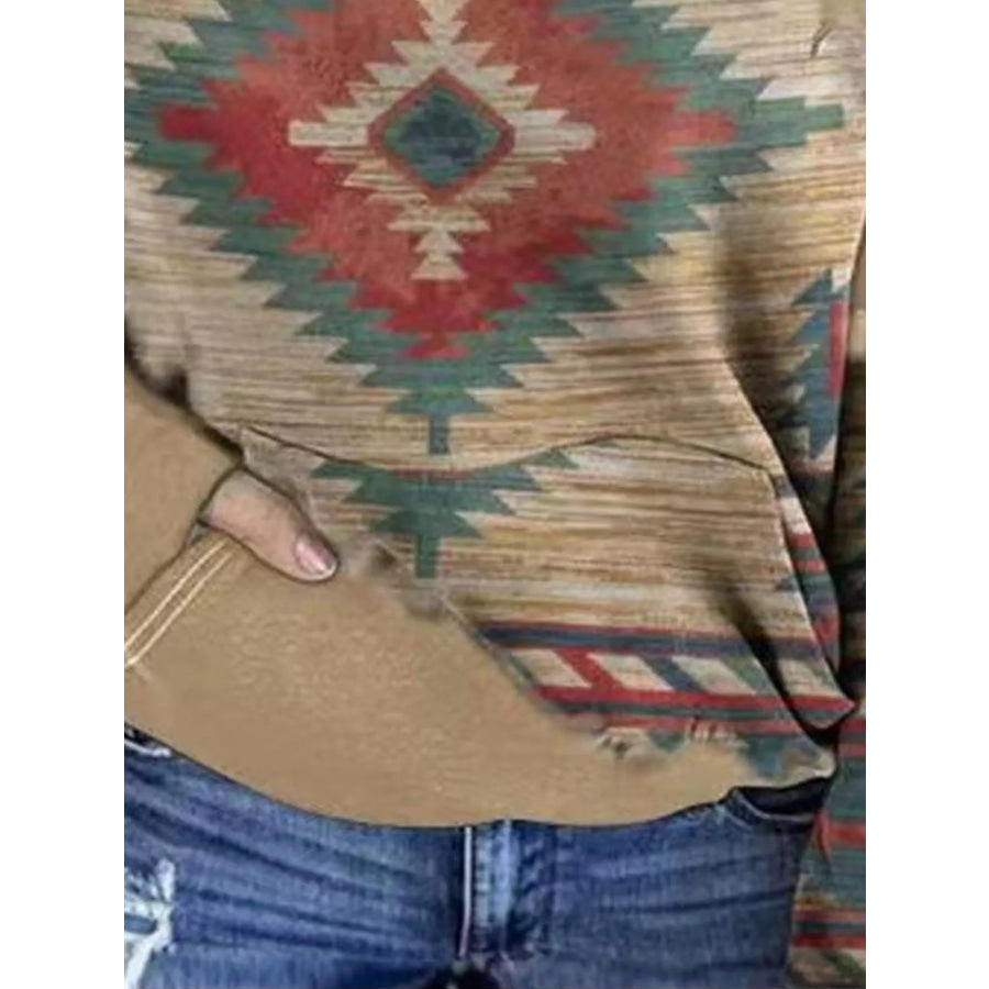 Full Size Aztec Print Hoodie with Kangaroo Pocket Plus Apparel and Accessories