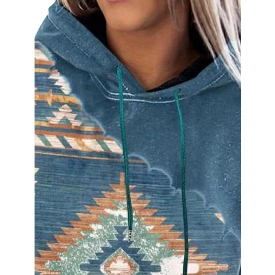Full Size Aztec Print Hoodie with Kangaroo Pocket Plus Apparel and Accessories