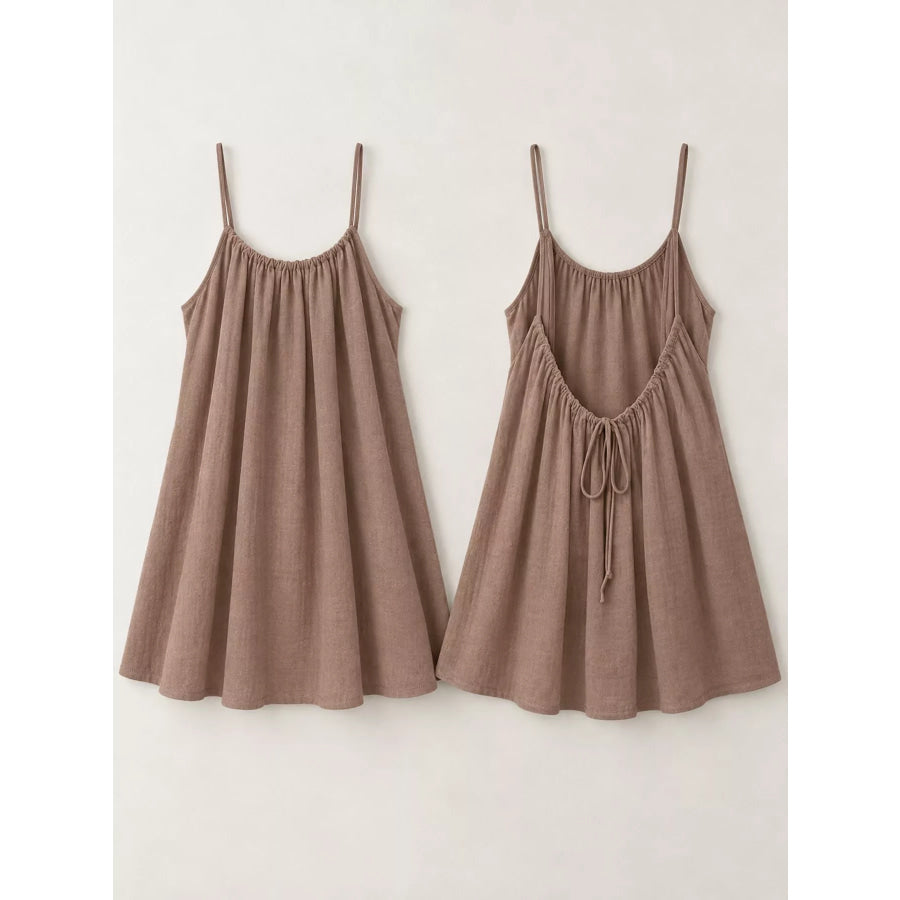 Full Size Backless Spaghetti Strap A-Line Mini Dress Plus Apparel and Accessories