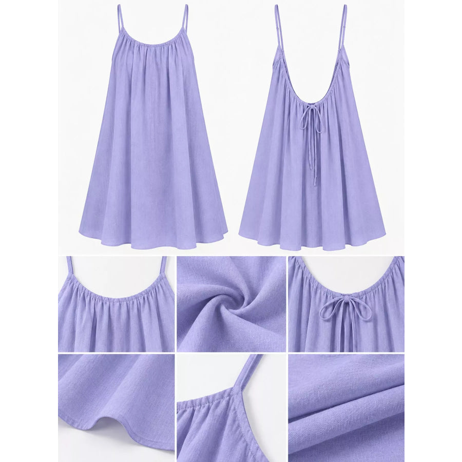 Full Size Backless Spaghetti Strap A-Line Mini Dress Plus Apparel and Accessories