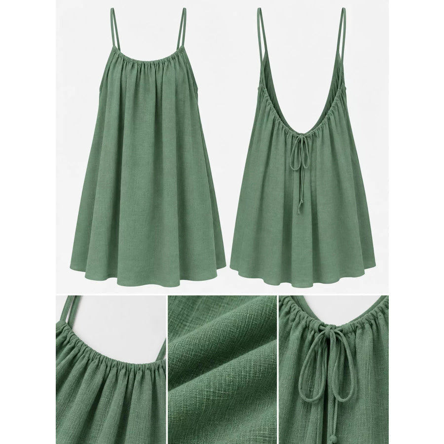 Full Size Backless Spaghetti Strap A-Line Mini Dress Plus Apparel and Accessories