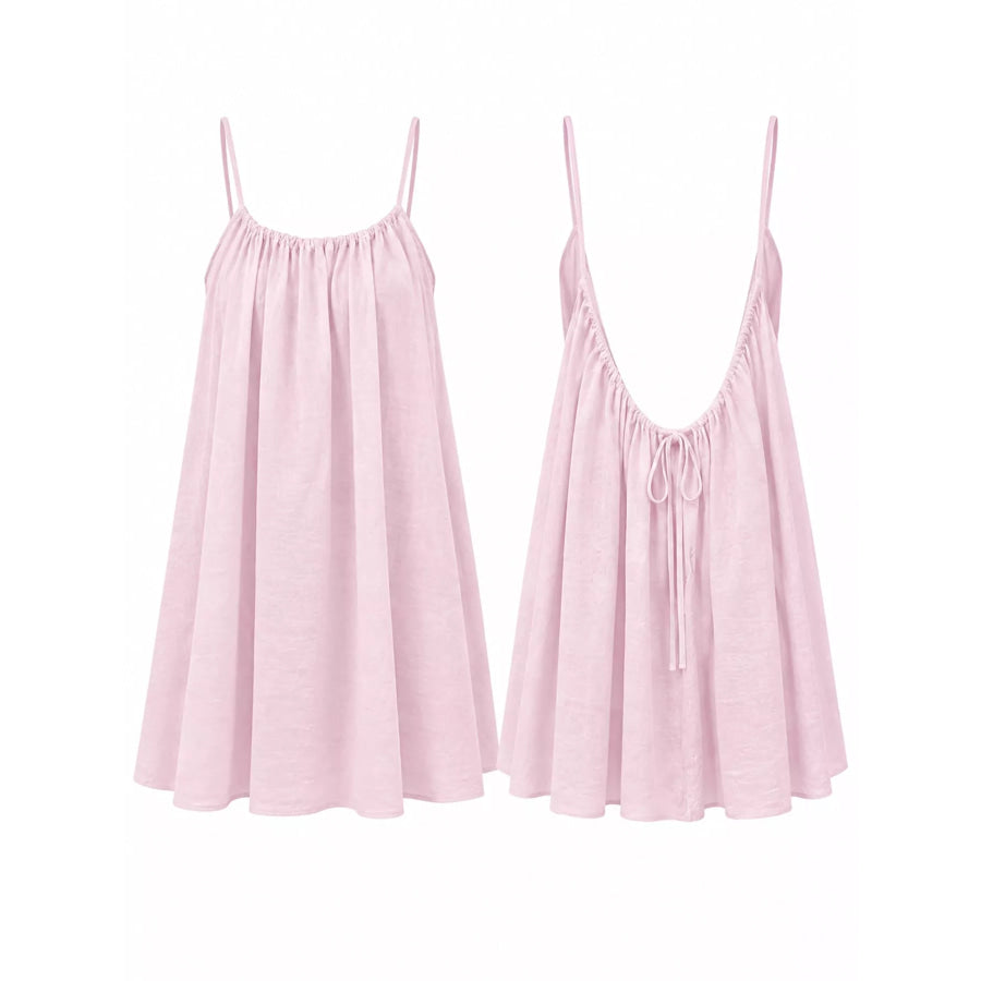 Full Size Backless Spaghetti Strap A-Line Mini Dress Plus Apparel and Accessories