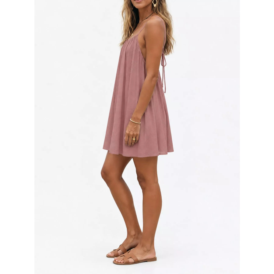 Full Size Backless Spaghetti Strap A-Line Mini Dress Plus Apparel and Accessories