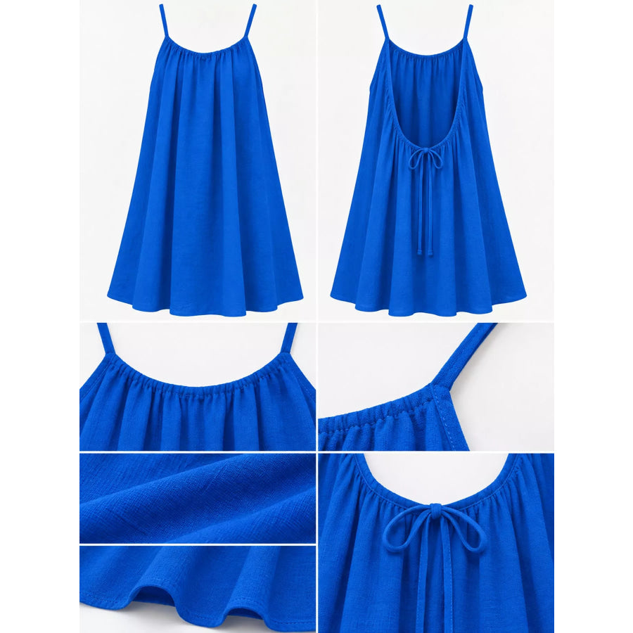 Full Size Backless Spaghetti Strap A-Line Mini Dress Plus Apparel and Accessories