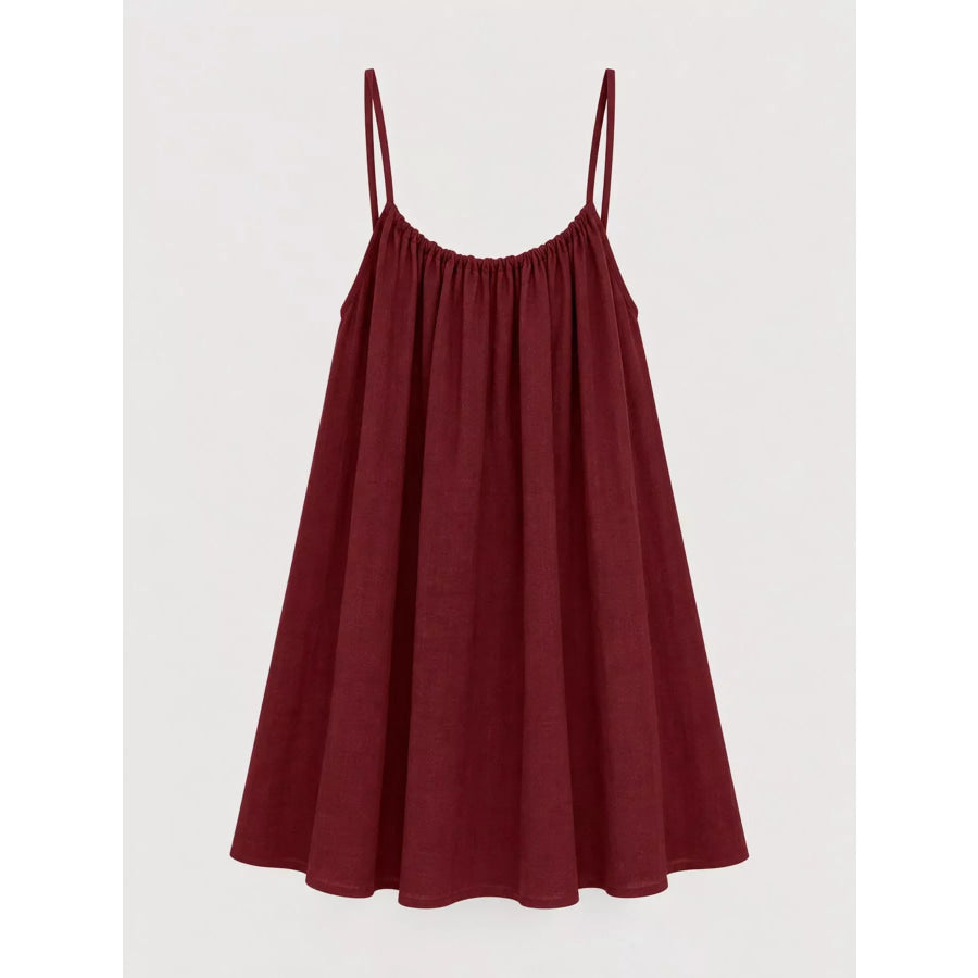 Full Size Backless Spaghetti Strap A-Line Mini Dress Plus Apparel and Accessories