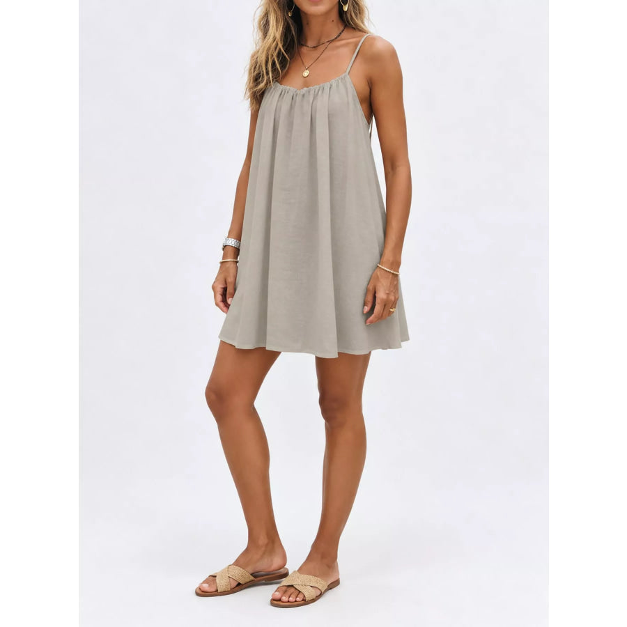 Full Size Backless Spaghetti Strap A-Line Mini Dress Plus Apparel and Accessories