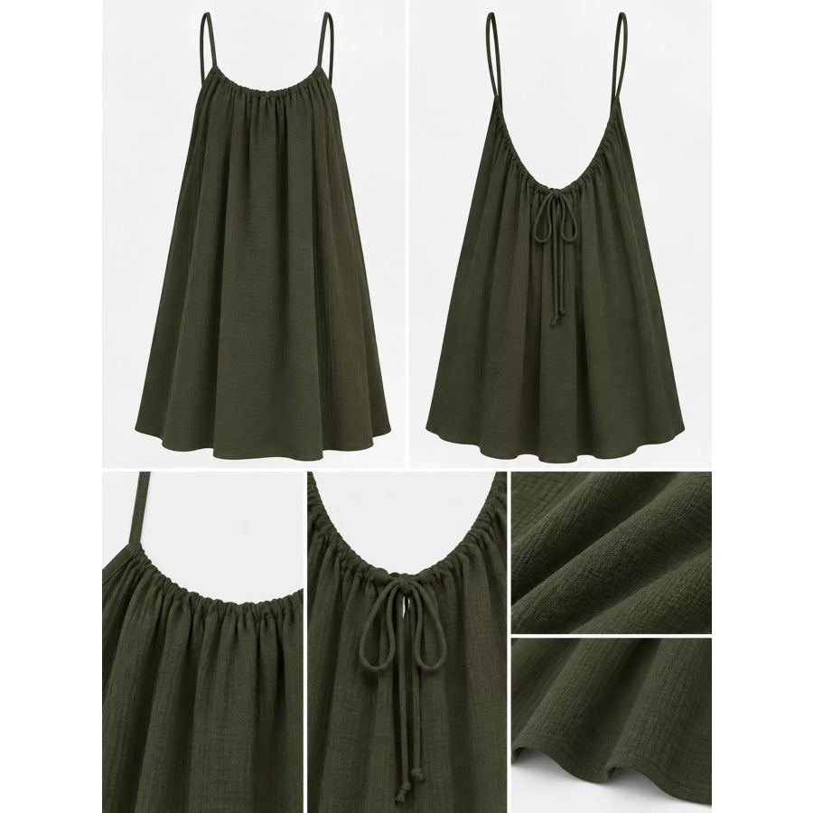 Full Size Backless Spaghetti Strap A-Line Mini Dress Plus Apparel and Accessories