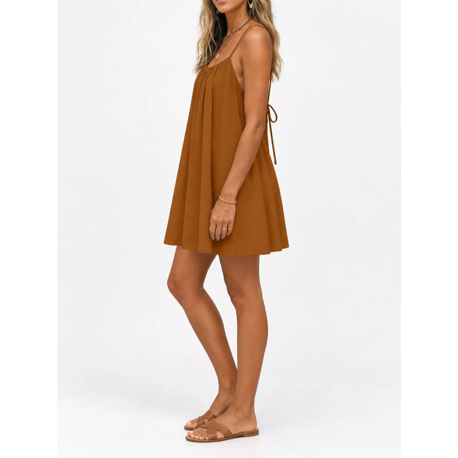 Full Size Backless Spaghetti Strap A-Line Mini Dress Plus Apparel and Accessories