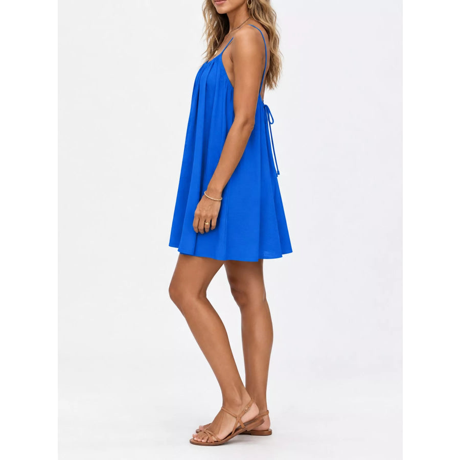 Full Size Backless Spaghetti Strap A-Line Mini Dress Plus Apparel and Accessories
