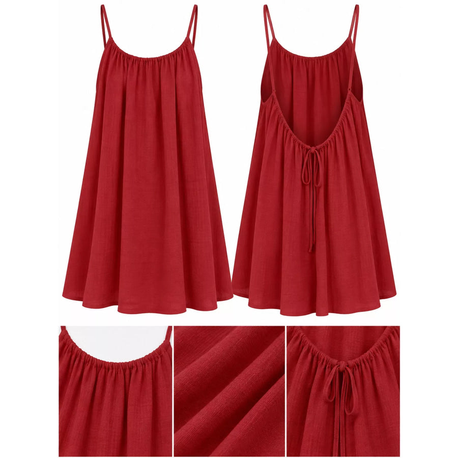 Full Size Backless Spaghetti Strap A-Line Mini Dress Plus Apparel and Accessories